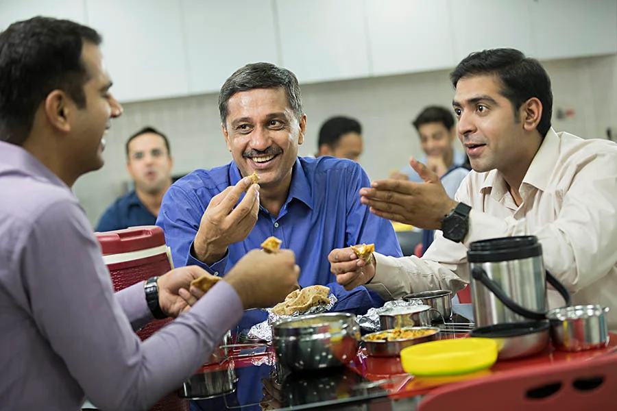 image of professionals eating