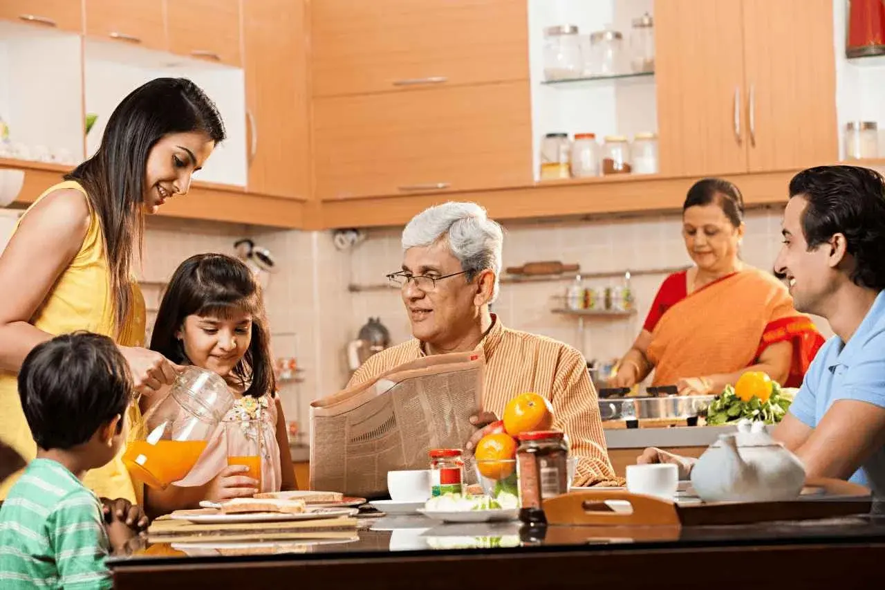 family eating out image